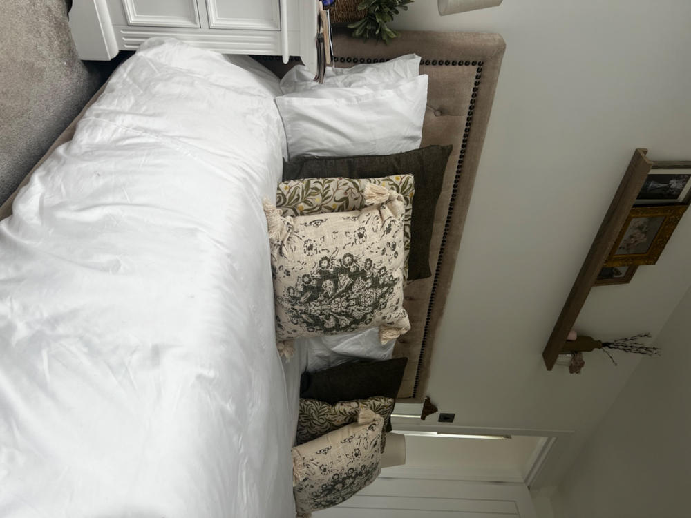NEW Egyptian Cotton Sateen Luxury Duvet Cover and Two Pillowcases, Pure White - Customer Photo From Heartoftheharrishome M.