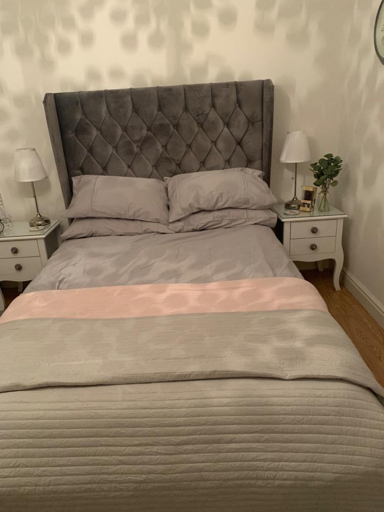 Egyptian Cotton 500 Thread Count Sateen Luxury Standard Pillowcase, Set of Two, Subtle Grey - Customer Photo From Lynda H.