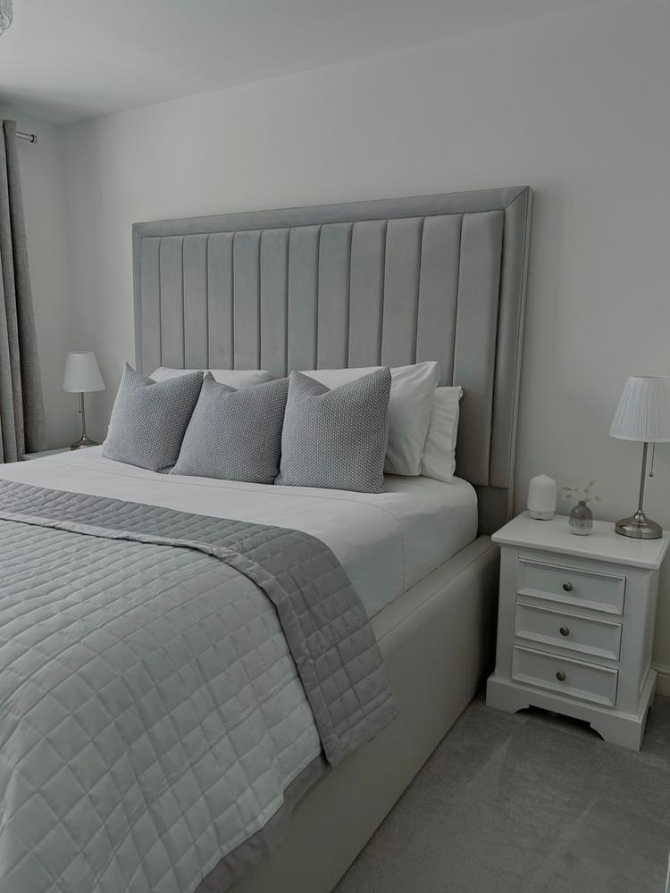 Egyptian Cotton Quilted Bed Throw, Grey & White - Customer Photo From Rosie