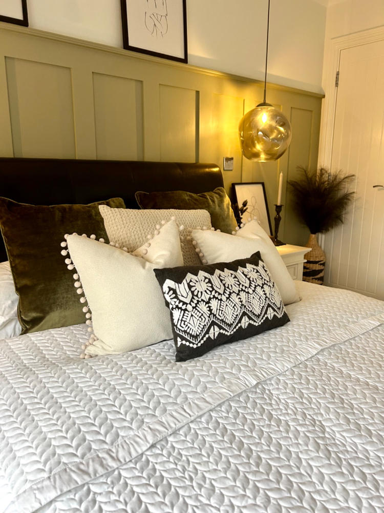 Cotton Quilted Leaf Pattern Throw, Pure White - Customer Photo From Julia D.