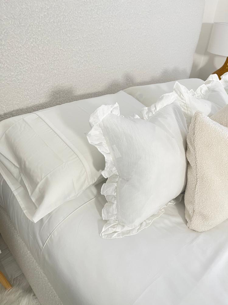 Egyptian Cotton Sateen Luxury Duvet Cover and Two Pillowcases, Pure White - Customer Photo From Ada 