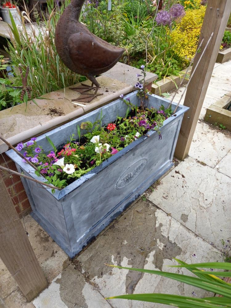 Tuscan Zinc Trough Planter - Customer Photo From Susan S.