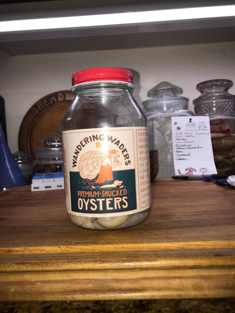 Wandering Waders Jarred Oysters 2 Qts. White Stone Oyster Company