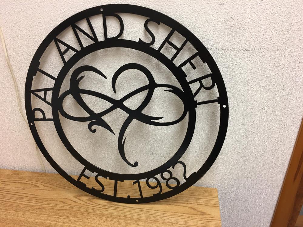 Personalized Infinity Heart Metal Sign - Customer Photo From Cindy McGlynn
