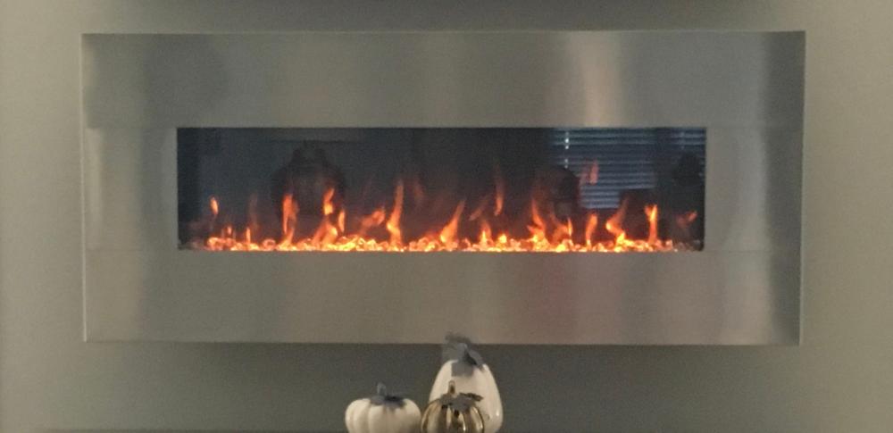 The Onyx Stainless 80026 50 Inch Wall Mounted Electric Fireplace - Customer Photo From Karen
