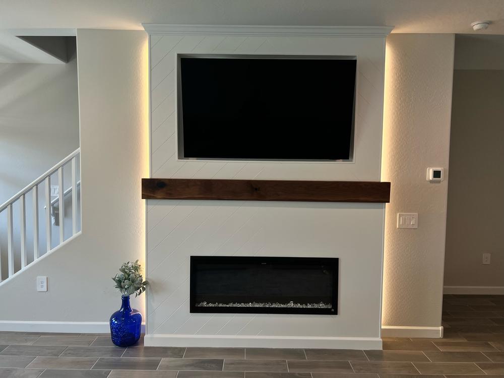 Sideline Elite 50 Inch Recessed Smart Electric Fireplace 80036 - Customer Photo From Mike - Rust and Oak 
