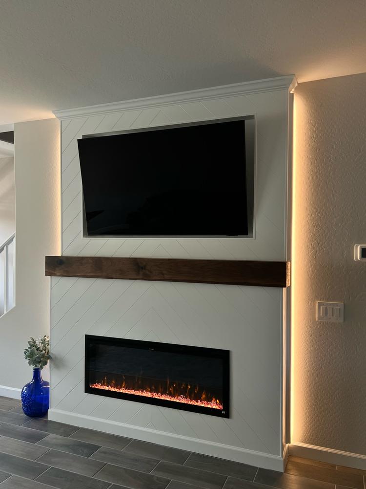 Sideline Elite 50 Inch Recessed Smart Electric Fireplace 80036 - Customer Photo From Mike - Rust and Oak 