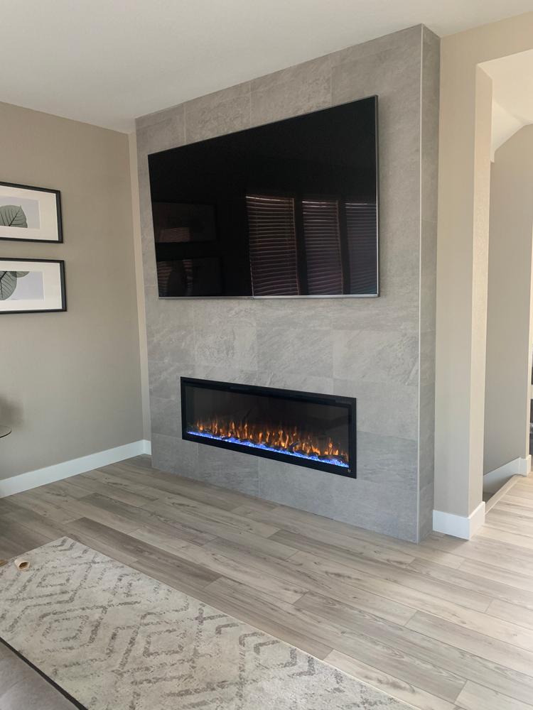 Sideline Elite 60 Inch Refurbished Recessed Electric Fireplace - Customer Photo From April G