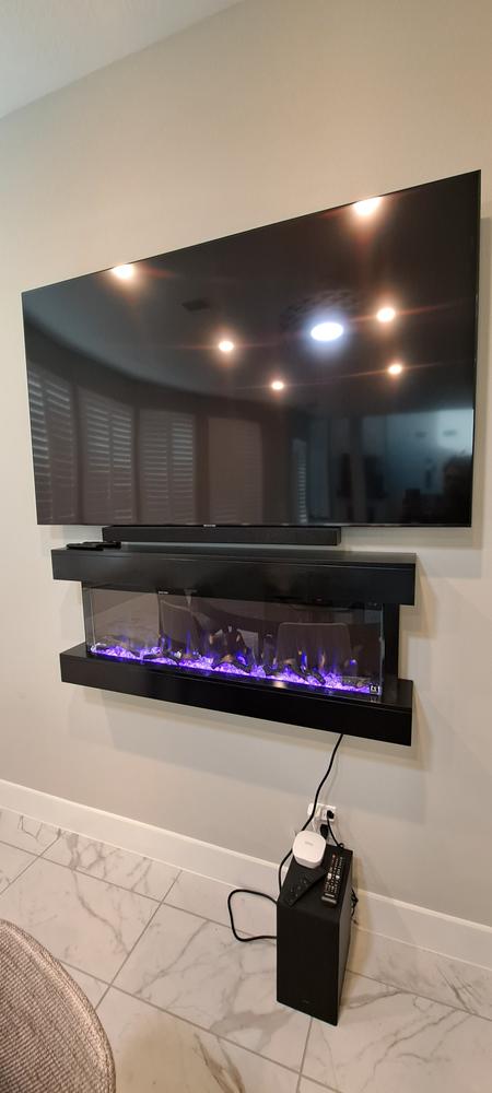 Chesmont White 50 Inch 80033 Wall Mount 3-Sided Smart Electric Fireplace (Alexa/Google Compatible) - Customer Photo From patel