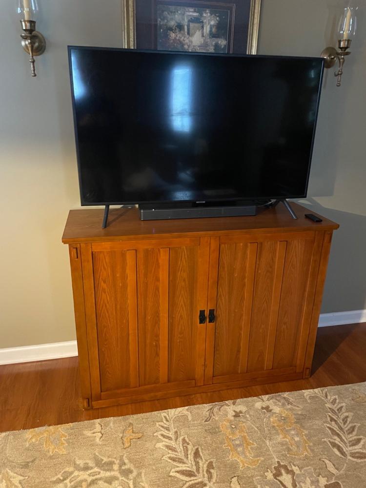 The Elevate 72006 Mission Style Smart TV Lift Cabinet for 50 Inch Flat screen TVs - Customer Photo From Jack Stubbe