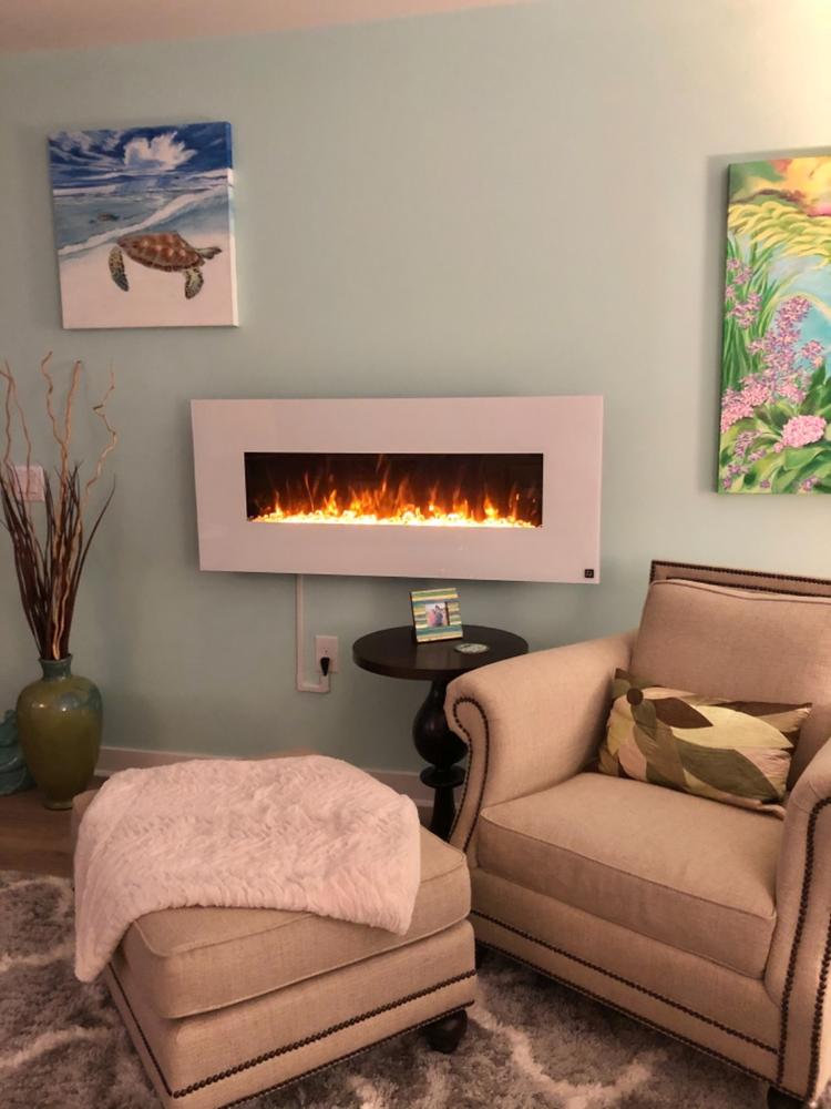 The Ivory 80002 50 Inch Wall Mounted Electric Fireplace - Customer Photo From Karen D