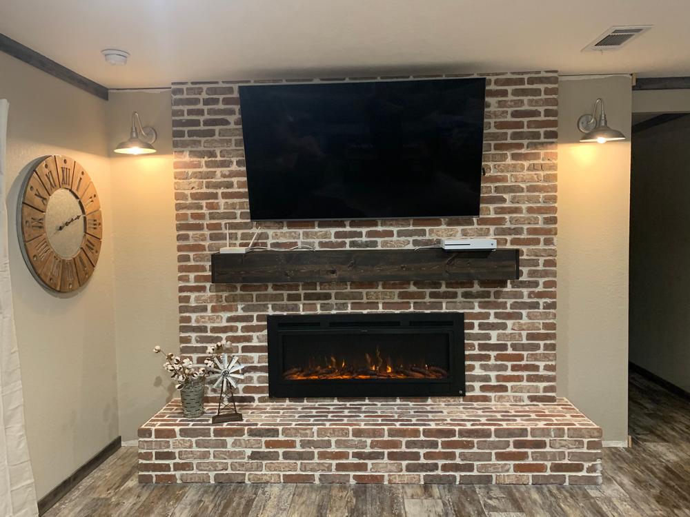 The Sideline Steel 50 inch Mesh Screen Non Reflective Recessed Electric Fireplace 80013 - Customer Photo From K. Walker