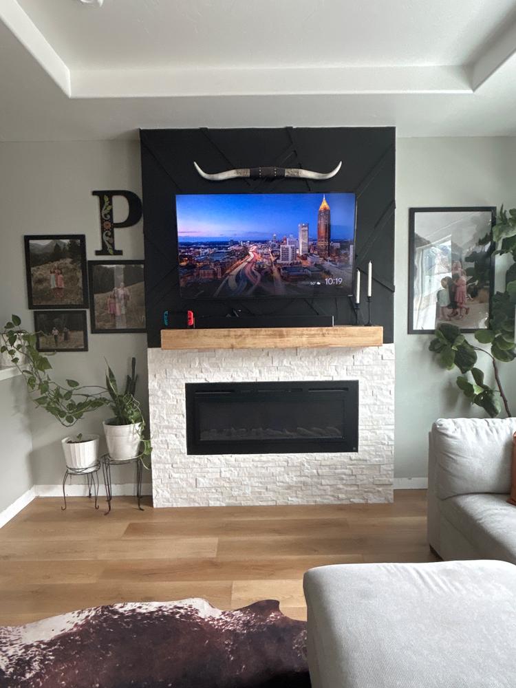 The Sideline Steel 50 Inch Mesh Screen Non Reflective Recessed Electric Fireplace 80013 - Customer Photo From Courtney Palacios