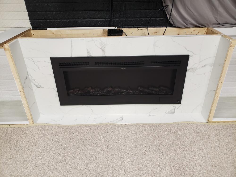 The Sideline Steel 50 inch Mesh Screen Non Reflective Recessed Electric Fireplace 80013 - Customer Photo From Jeff Smith