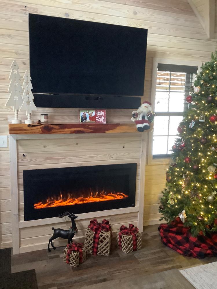 The Sideline Steel 50 inch Mesh Screen Non Reflective Recessed Electric Fireplace 80013 - Customer Photo From Wendy