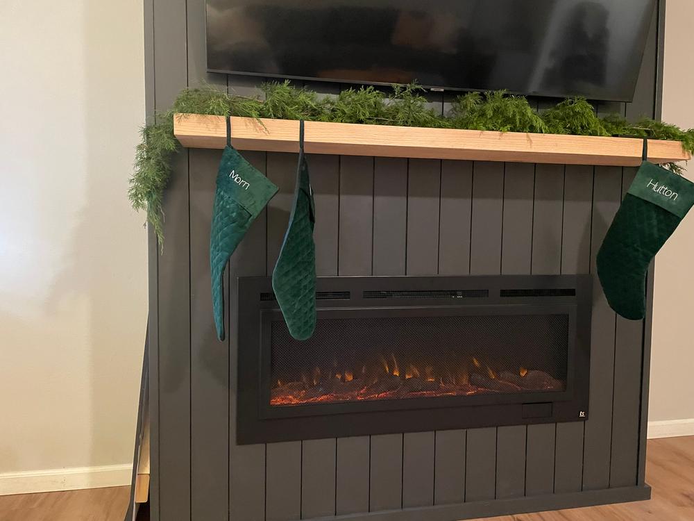 The Sideline Steel 50 inch Mesh Screen Non Reflective Recessed Electric Fireplace 80013 - Customer Photo From Carlyn Hopkins