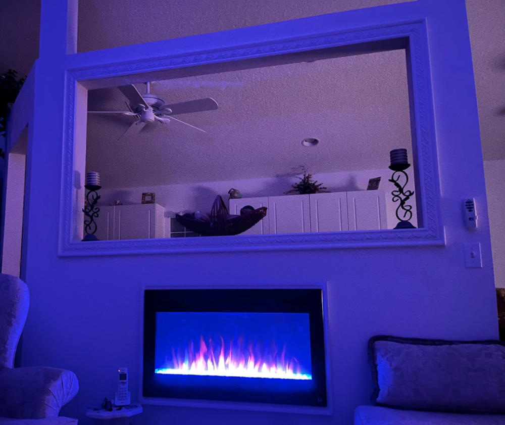 The Sideline 36 Inch Recessed Smart Electric Fireplace 80014 - Customer Photo From Meryl Kaplan