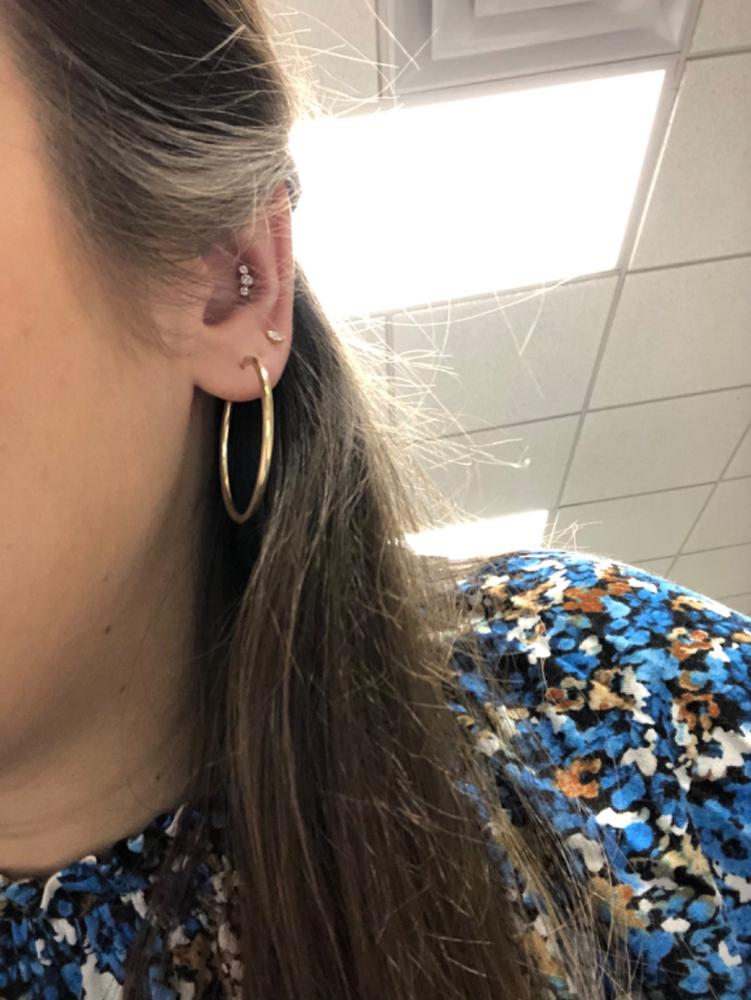 Open Curve 3 Diamond Threaded Flat Back Earring | .3GMS .07CT | Single - Customer Photo From Erika Pambianchi