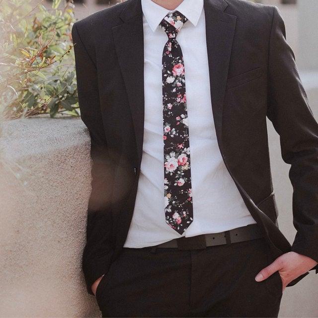 Black Floral Skinny Tie + Gift Box - Customer Photo From Richard Dang