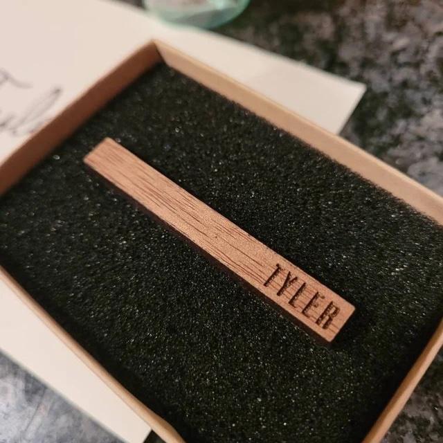 Personalized Tie Clip | Walnut Wood - Customer Photo From Rylie Eichstaedt