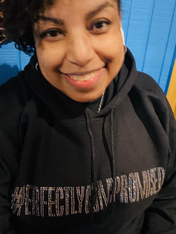 #Perfectly Compromised Rhinestone Awareness Hoodie - Customer Photo From Vanessa H.