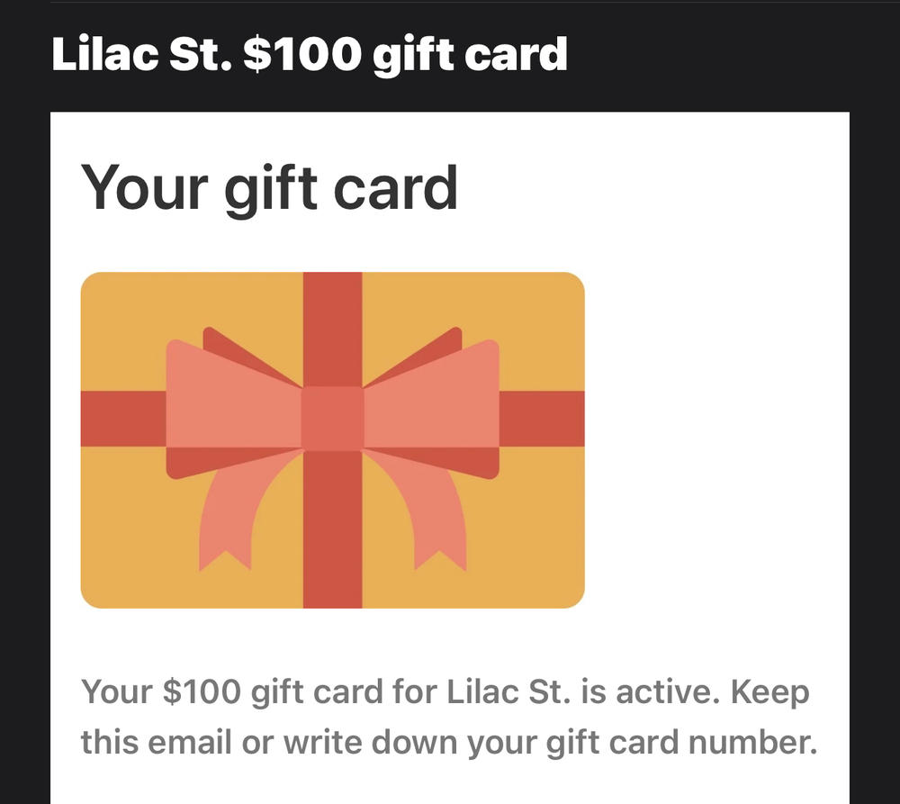  Lilac St. Gift Card - Customer Photo From Anthia G.