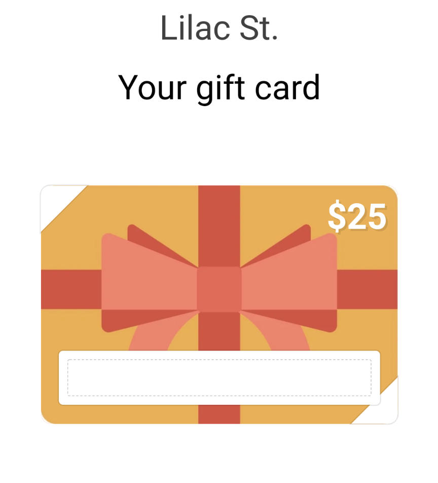  Lilac St. Gift Card - Customer Photo From Lydia