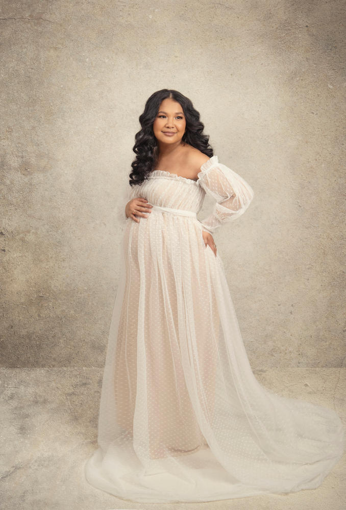 Isadora Tulle Maternity Maxi Gown With Nude Lining - Hire Now – Mama Rentals