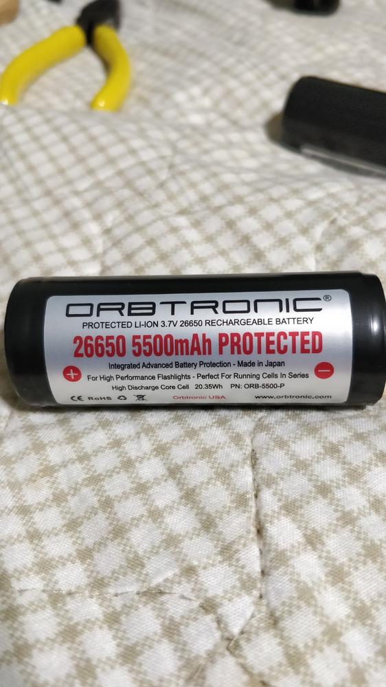 26650 Battery 5950-6000mAh Protected Li-ion Rechargeable | ORBTRONIC