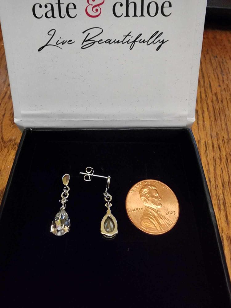 Zoey "Playful" 18K White Gold Drop Earrings with Swarovski Crystals - Customer Photo From Alyssa