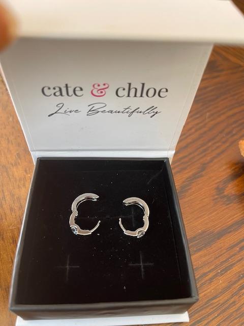 Charlie 18k White Gold Plated Hoop Earrings with Round Crystals - Customer Photo From Serina