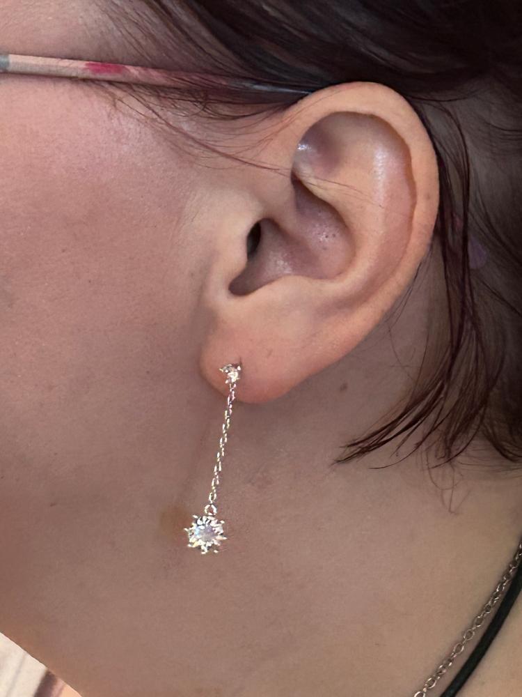 Jessie 18K White Gold Plated Dangle Stud Earrings with Crystals - Customer Photo From Denise 