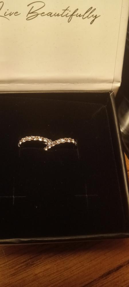 Waverly 18k White Gold Plated Hoop Earrings with Crystals - Customer Photo From Jackie H.