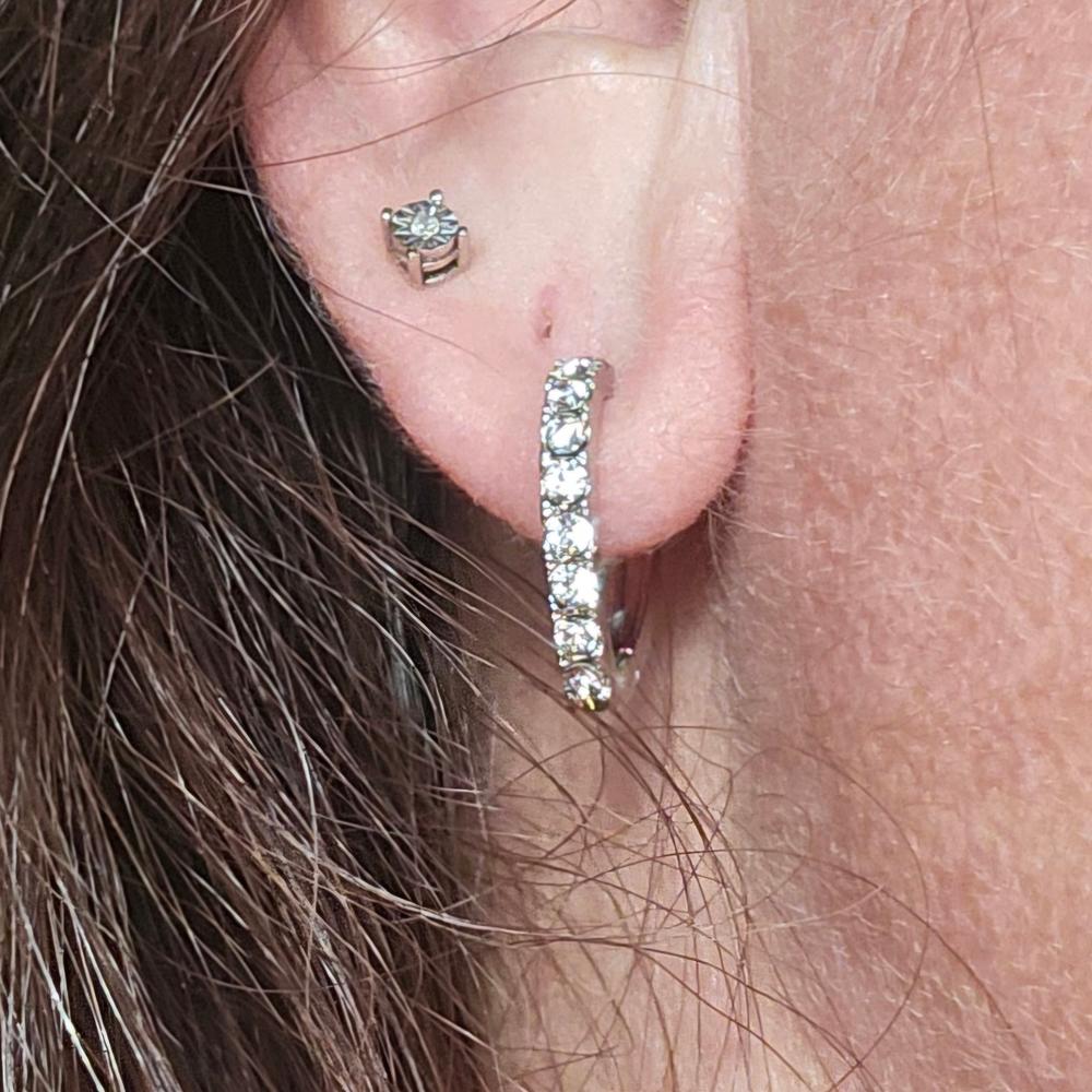 Waverly 18k White Gold Plated Hoop Earrings with Crystals - Customer Photo From Kandy