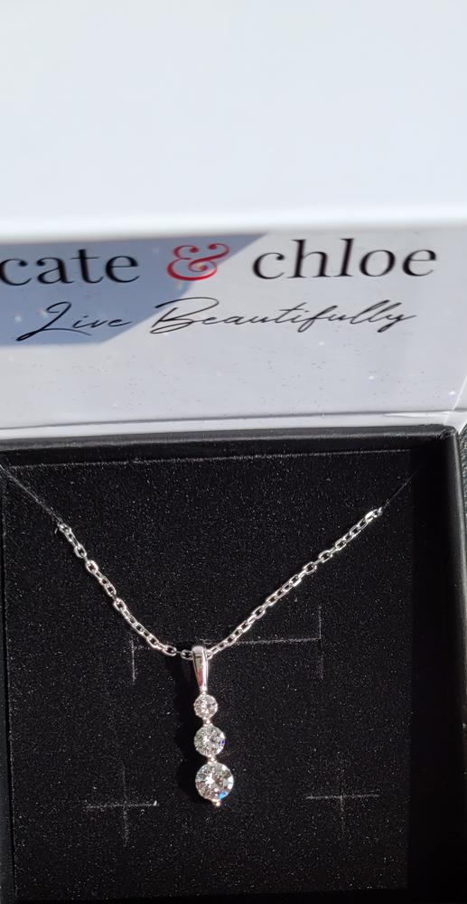 Willow "Eternal" 18K White Gold Plated 3 Stone CZ Drop Pendant Necklace - Customer Photo From Charlotte259