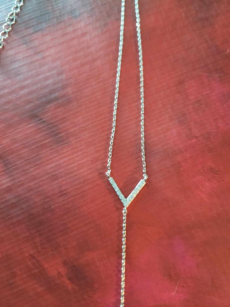 Ava Sterling Silver Teardrop Y-Necklace with Round Cut Crystals - Customer Photo From tinas