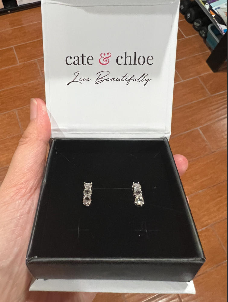 Eliana “Revered” 18k White Gold Plated Earrings Swarovski Earrings with CZ Crystals - Customer Photo From evah