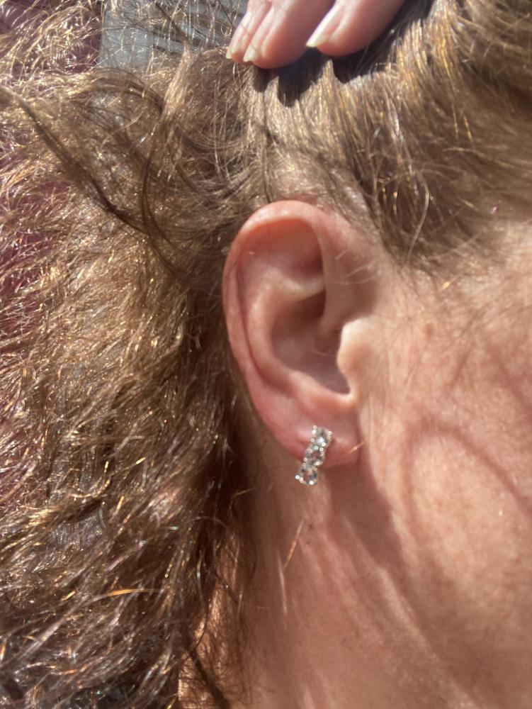 Eliana “Revered” 18k White Gold Plated Earrings Swarovski Earrings with CZ Crystals - Customer Photo From Kelsey