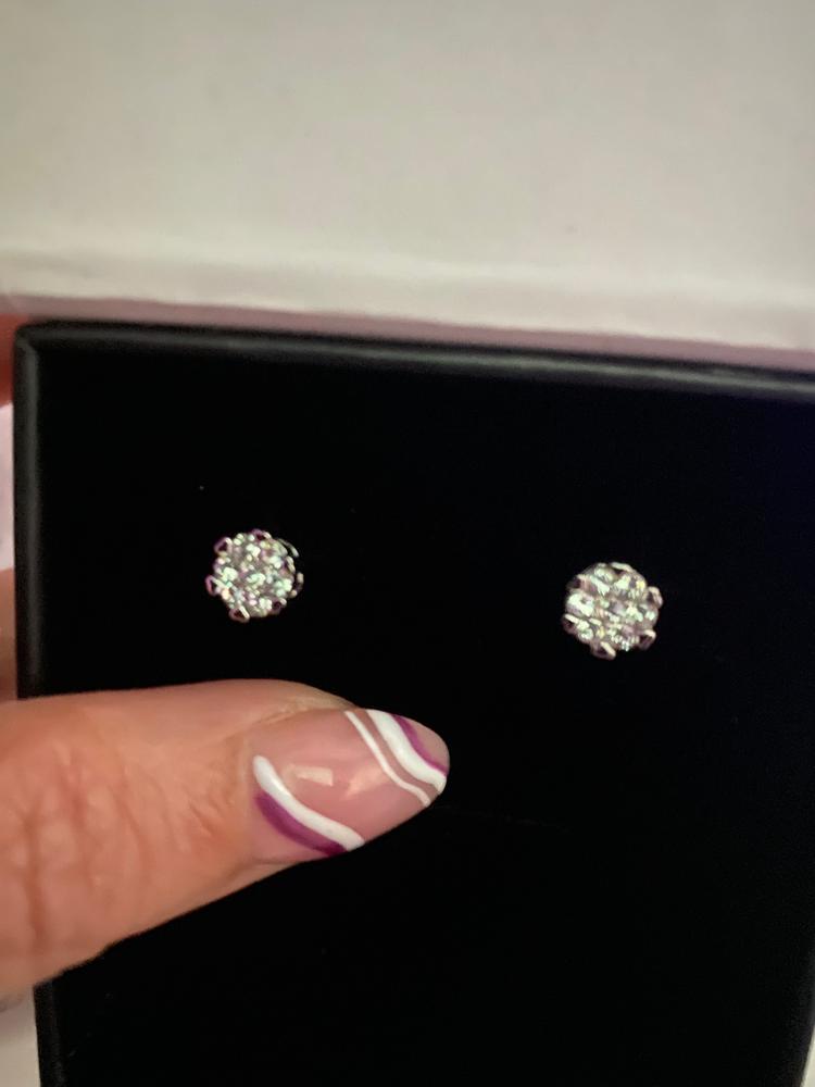 Remy 18k White Gold Plated Crystal Stud Earrings with Heart Accents - Customer Photo From Jayme E.