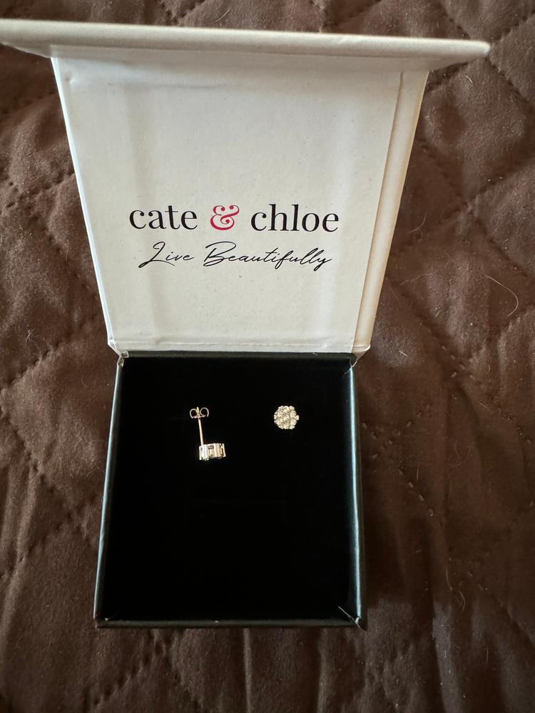 Remy 18k White Gold Plated Crystal Stud Earrings with Heart Accents - Customer Photo From foldsct