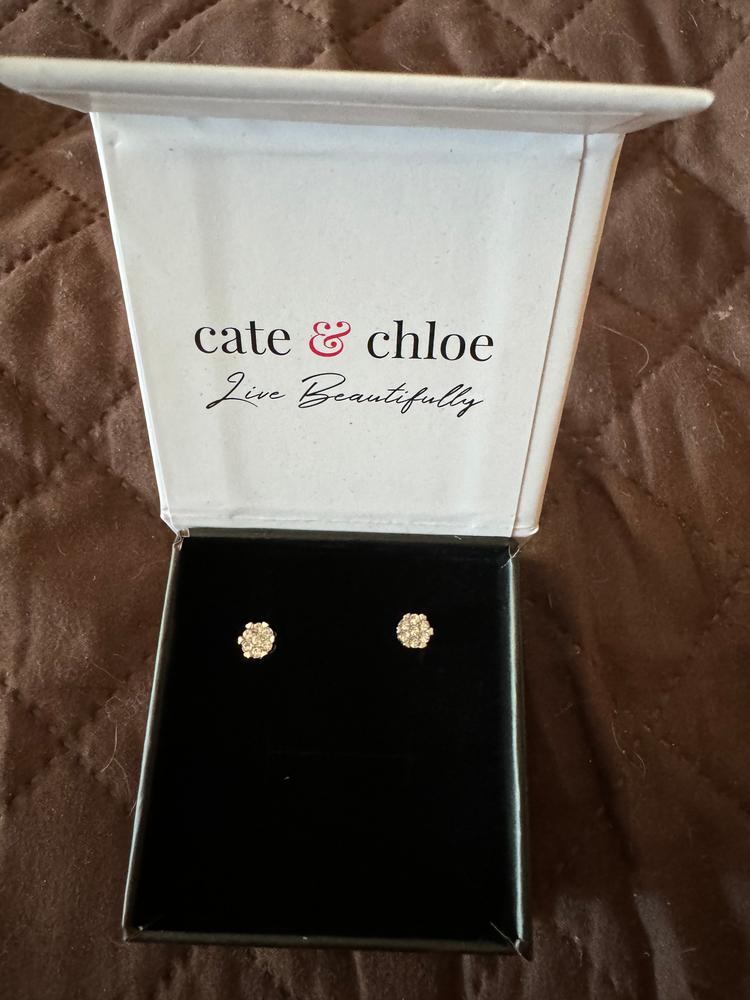 Remy 18k White Gold Plated Crystal Stud Earrings with Heart Accents - Customer Photo From foldsct