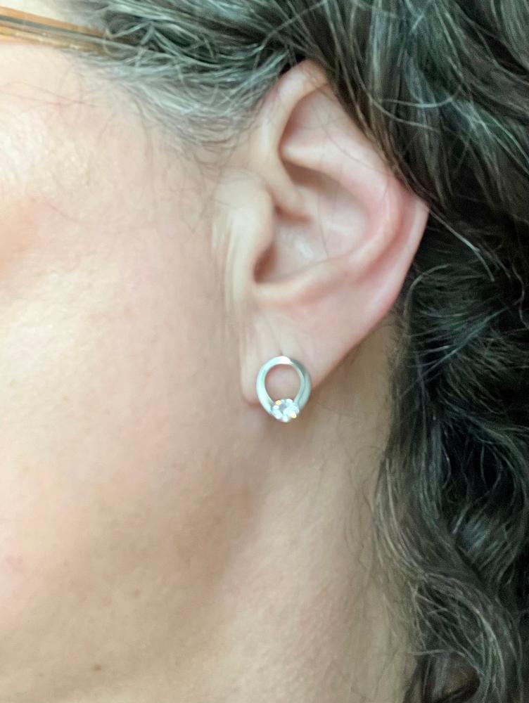 Dahlia “Blossom” 18k White Gold Plated Simulated Diamond Crystal Earrings - Customer Photo From P. J.