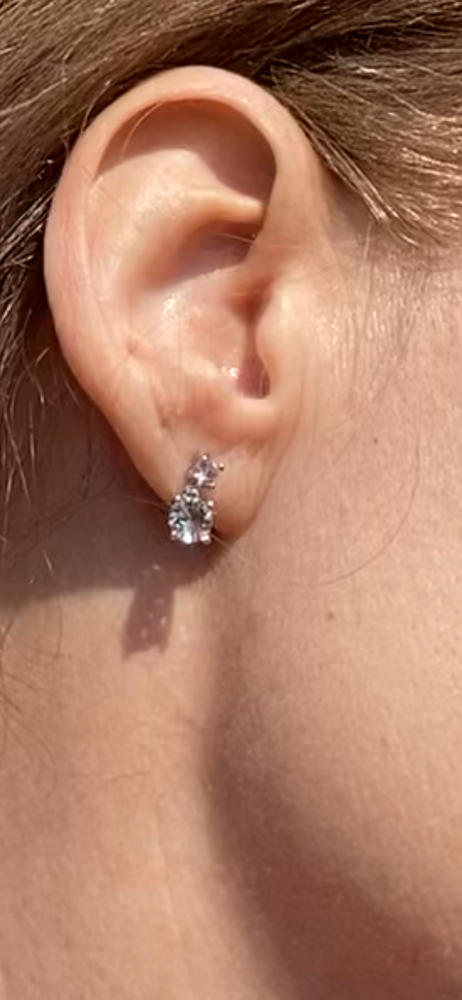 Jasmine “Immortal” 8k White Gold Plated Drop Earrings with Swarovski Crystals - Customer Photo From Michele