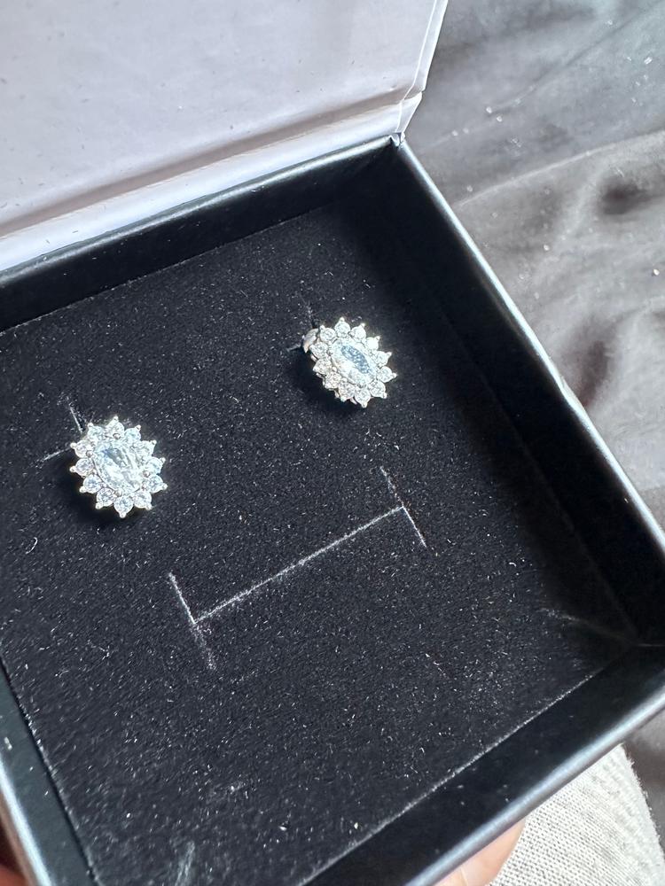 Sage "Wisdom" 18k White Gold Plated Stud Earrings - Customer Photo From Sam J.