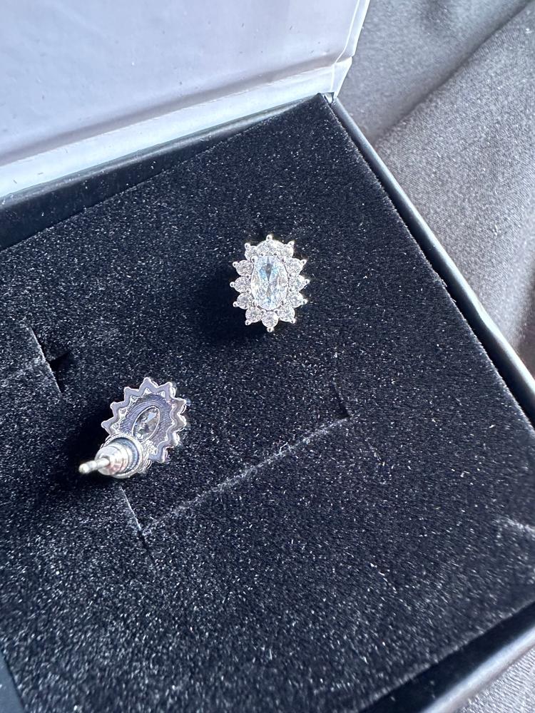 Sage "Wisdom" 18k White Gold Plated Stud Earrings - Customer Photo From Sam J.