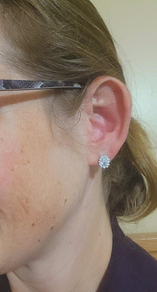 Sage "Wisdom" 18k White Gold Plated Stud Earrings - Customer Photo From Karen C.