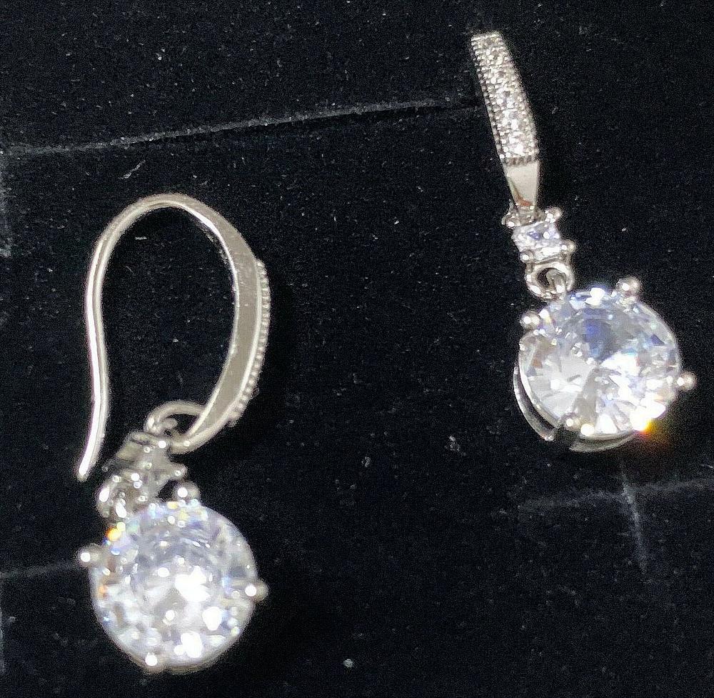 Valerie 18k White Gold Plated Drop Earrings with CZ Crystals - Customer Photo From Deb