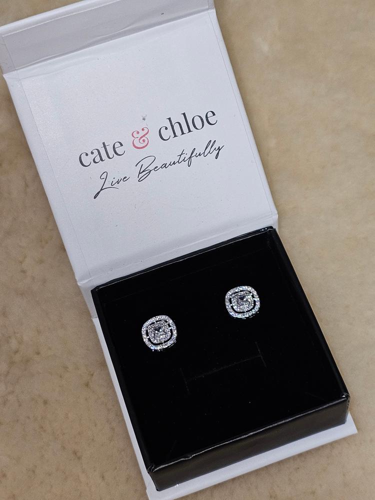 Noelle 18k White Gold Plated Halo Crystal Stud Earrings - Customer Photo From Emma D.