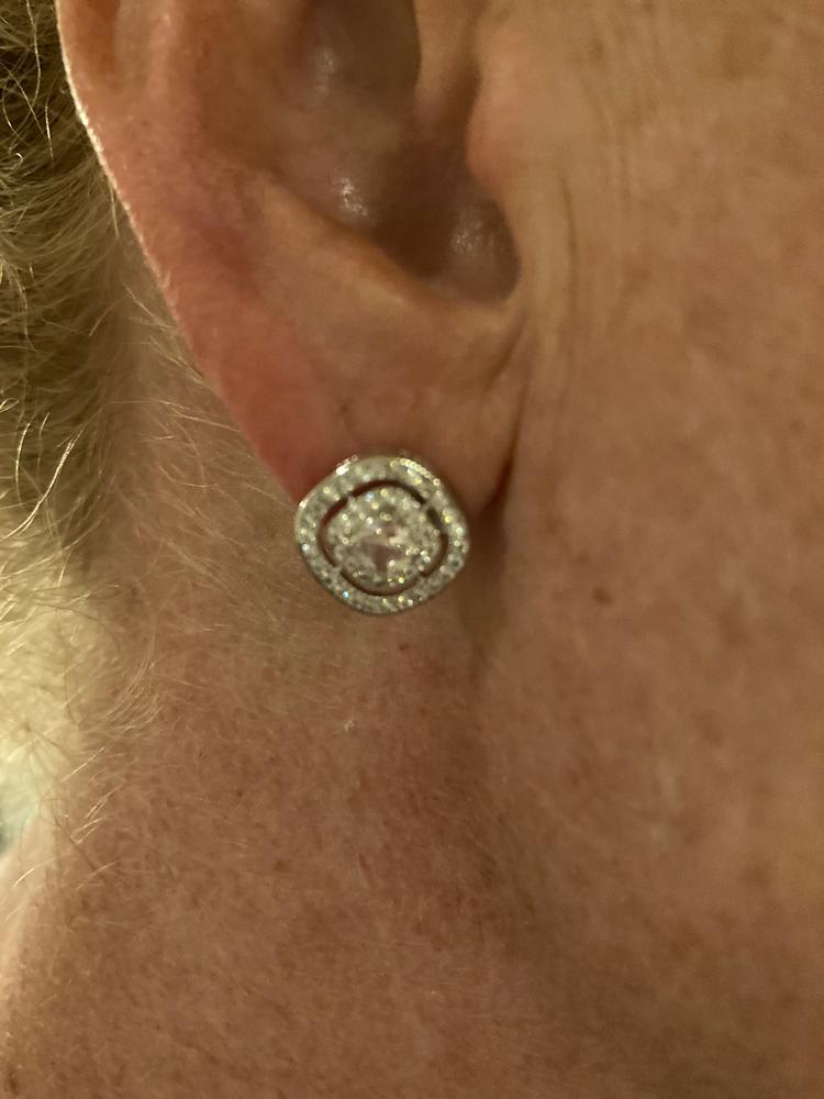 Noelle 18k White Gold Plated Halo Crystal Stud Earrings - Customer Photo From Amanda R.