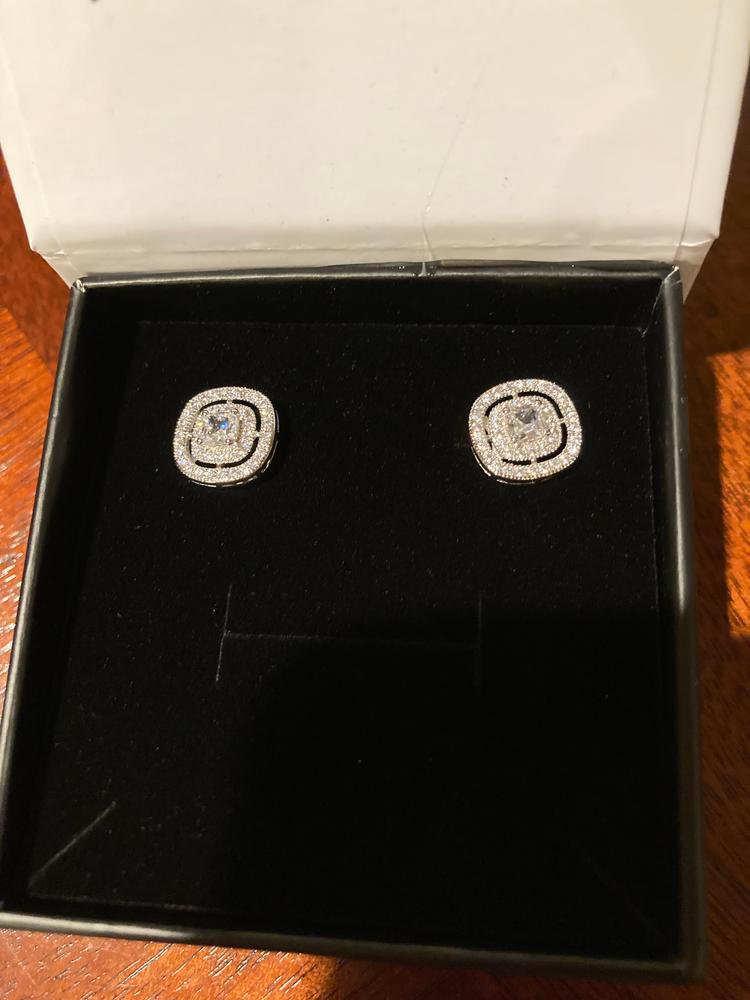 Noelle 18k White Gold Plated Halo Crystal Stud Earrings - Customer Photo From Amanda R.